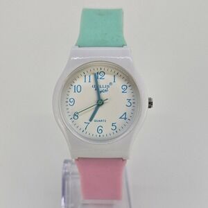 Willis For Mini Women's Watch 35MM White Dial Purple Green Bands New Battery